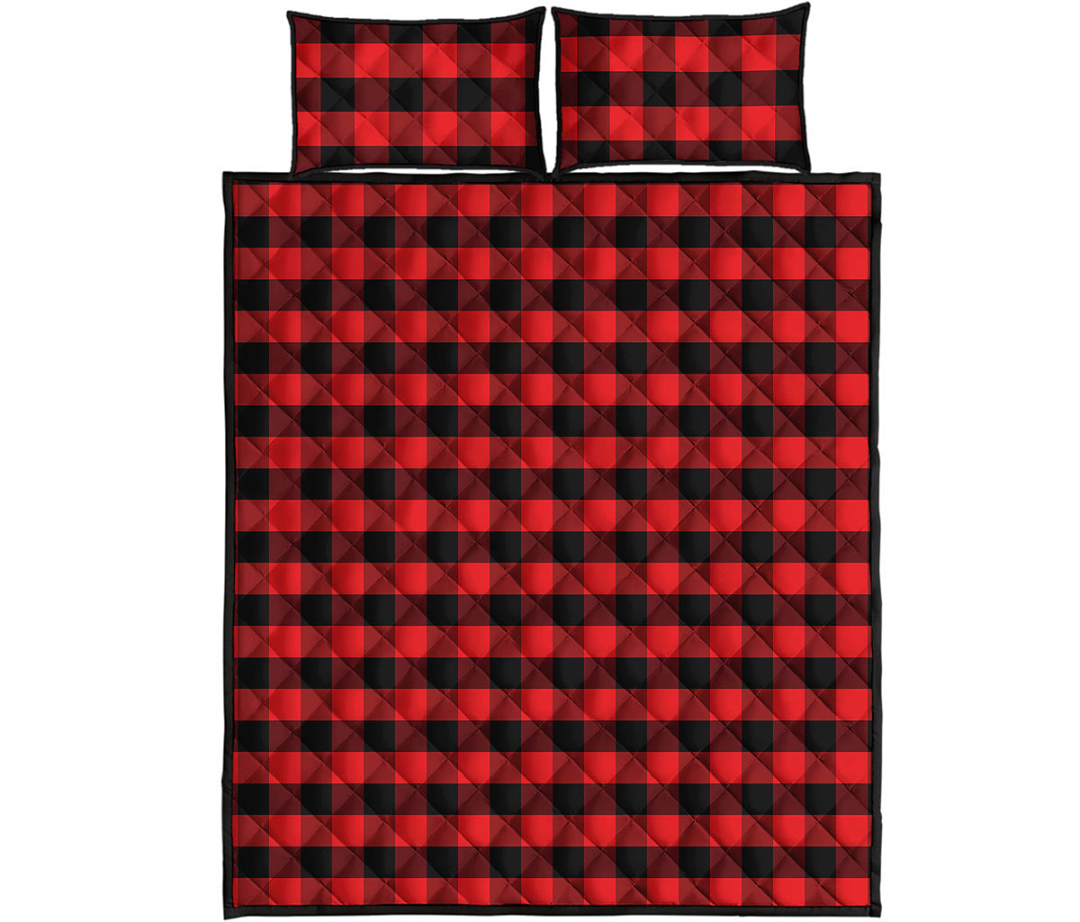 Red And Black Check Pattern Print Quilt Bed Set