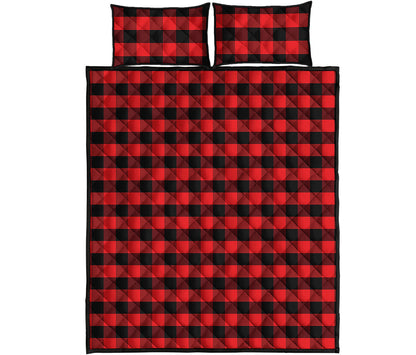 Red And Black Check Pattern Print Quilt Bed Set