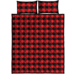 Red And Black Check Pattern Print Quilt Bed Set