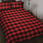 Red And Black Check Pattern Print Quilt Bed Set