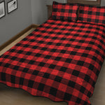 Red And Black Check Pattern Print Quilt Bed Set