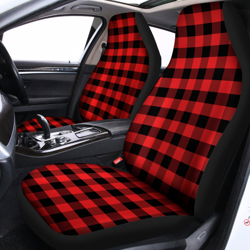 Red And Black Check Pattern Print Universal Fit Car Seat Covers