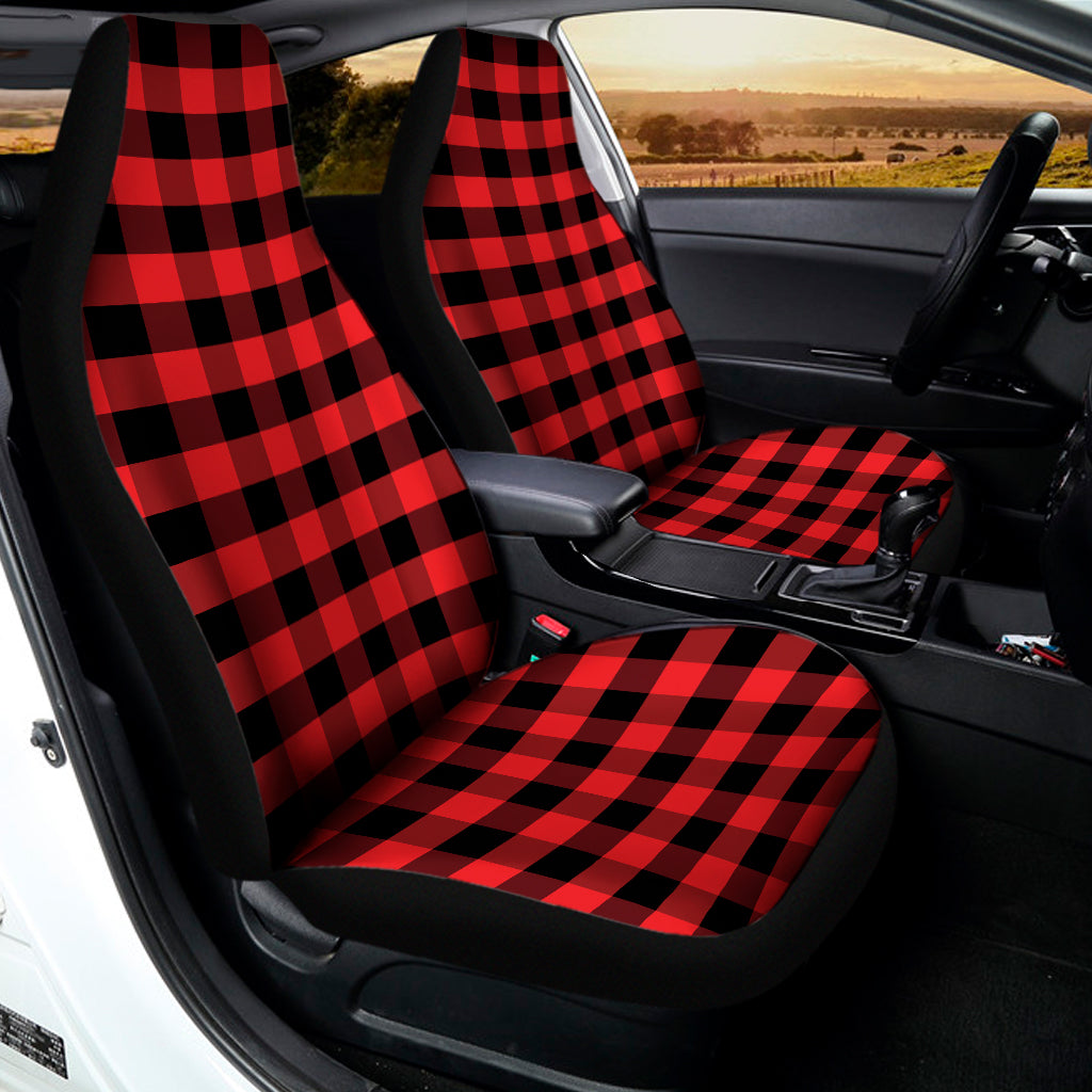 Red And Black Check Pattern Print Universal Fit Car Seat Covers