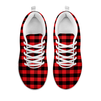 Red And Black Check Pattern Print White Sneakers