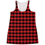 Red And Black Check Pattern Print Women's Racerback Tank Top