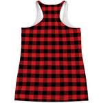Red And Black Check Pattern Print Women's Racerback Tank Top