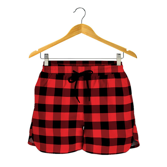 Red And Black Check Pattern Print Women's Shorts