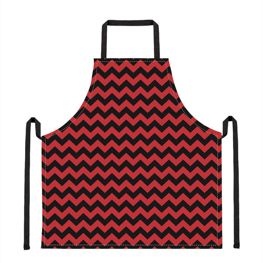 Red And Black Chevron Pattern Print Apron