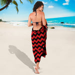 Red And Black Chevron Pattern Print Beach Sarong Wrap