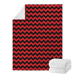 Red And Black Chevron Pattern Print Blanket