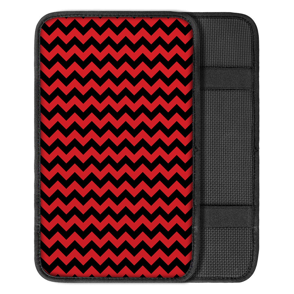 Red And Black Chevron Pattern Print Car Center Console Cover