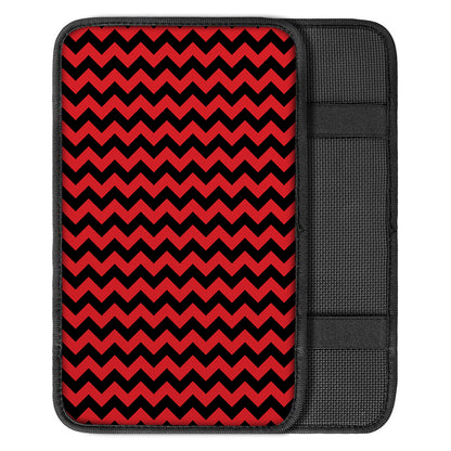 Red And Black Chevron Pattern Print Car Center Console Cover