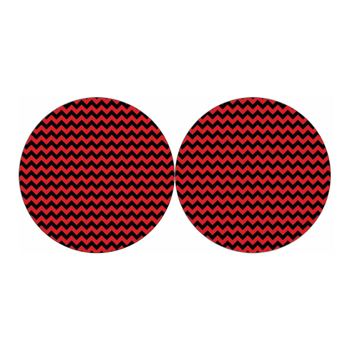 Red And Black Chevron Pattern Print Car Coasters