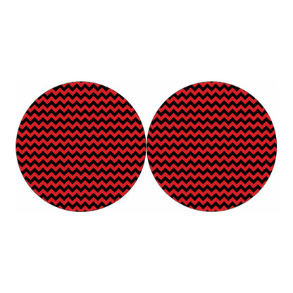 Red And Black Chevron Pattern Print Car Coasters