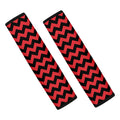 Red And Black Chevron Pattern Print Car Seat Belt Covers