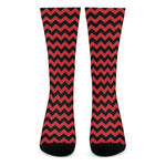 Red And Black Chevron Pattern Print Crew Socks