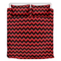 Red And Black Chevron Pattern Print Duvet Cover Bedding Set