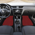 Red And Black Chevron Pattern Print Front and Back Car Floor Mats