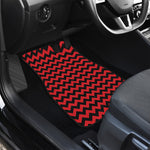Red And Black Chevron Pattern Print Front and Back Car Floor Mats
