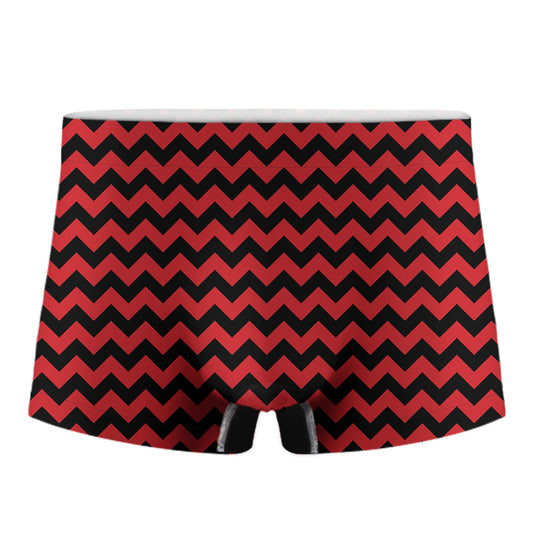 Red And Black Chevron Pattern Print Men's Boxer Briefs