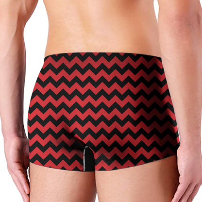 Red And Black Chevron Pattern Print Men's Boxer Briefs