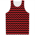Red And Black Chevron Pattern Print Men's Tank Top