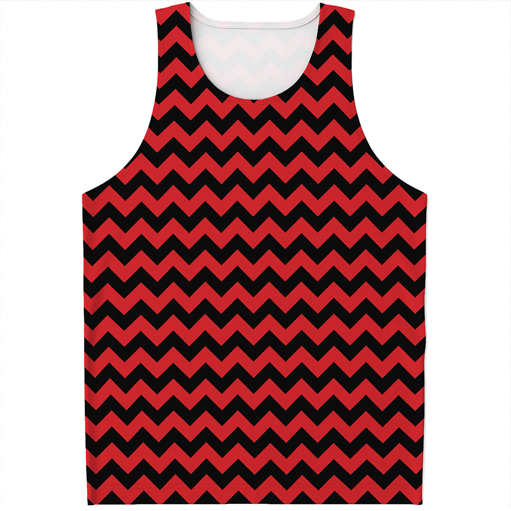 Red And Black Chevron Pattern Print Men's Tank Top