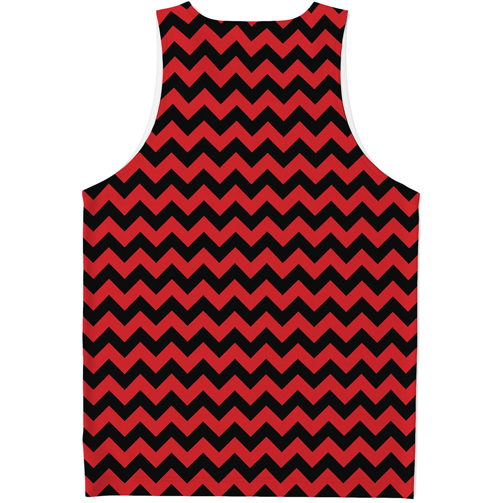 Red And Black Chevron Pattern Print Men's Tank Top