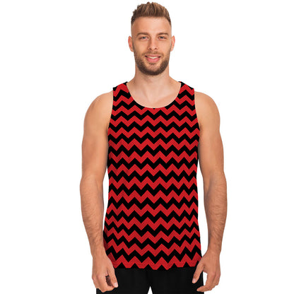 Red And Black Chevron Pattern Print Men's Tank Top