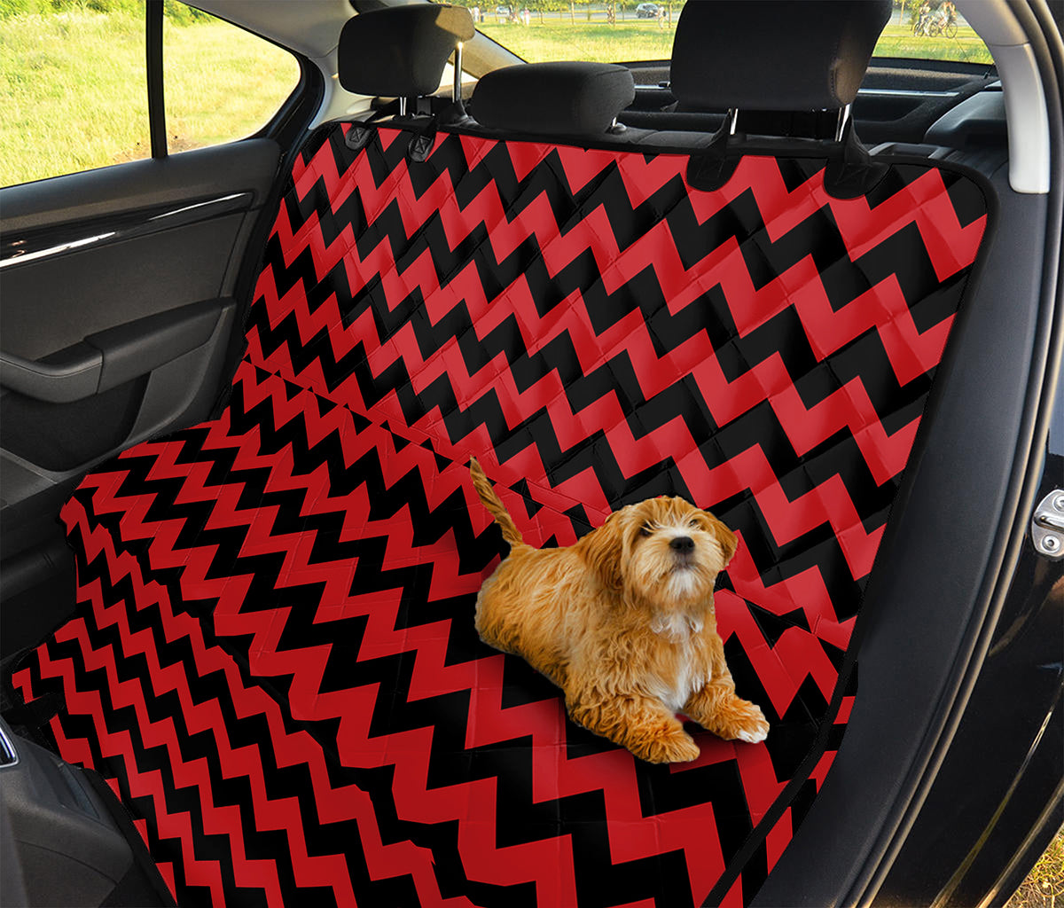 Red And Black Chevron Pattern Print Pet Car Back Seat Cover
