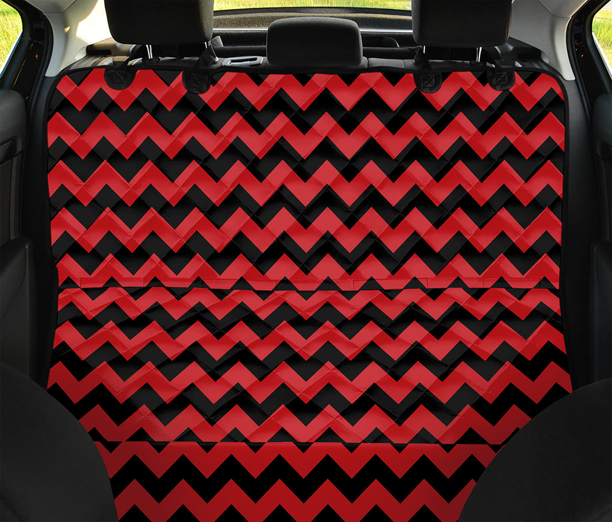 Red And Black Chevron Pattern Print Pet Car Back Seat Cover