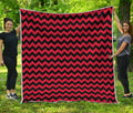 Red And Black Chevron Pattern Print Quilt
