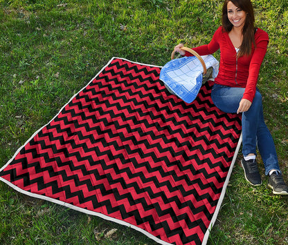 Red And Black Chevron Pattern Print Quilt