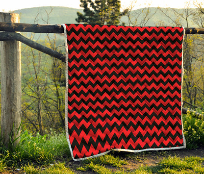 Red And Black Chevron Pattern Print Quilt
