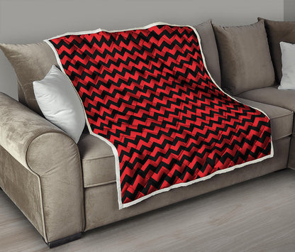 Red And Black Chevron Pattern Print Quilt