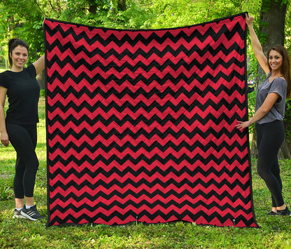 Red And Black Chevron Pattern Print Quilt