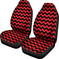 Red And Black Chevron Pattern Print Universal Fit Car Seat Covers