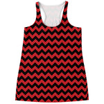 Red And Black Chevron Pattern Print Women's Racerback Tank Top