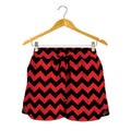 Red And Black Chevron Pattern Print Women's Shorts