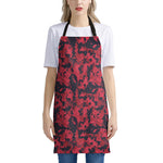 Red And Black Digital Camo Pattern Print Apron