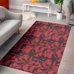 Red And Black Digital Camo Pattern Print Area Rug