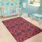 Red And Black Digital Camo Pattern Print Area Rug