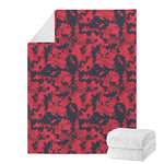 Red And Black Digital Camo Pattern Print Blanket