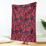 Red And Black Digital Camo Pattern Print Blanket