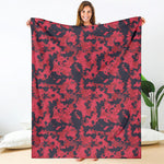 Red And Black Digital Camo Pattern Print Blanket