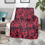 Red And Black Digital Camo Pattern Print Blanket