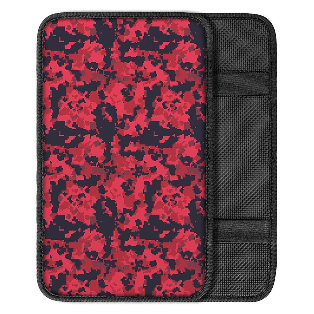 Red And Black Digital Camo Pattern Print Car Center Console Cover