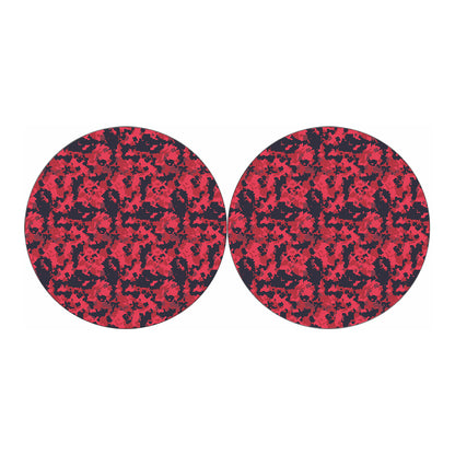 Red And Black Digital Camo Pattern Print Car Coasters