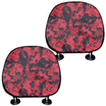 Red And Black Digital Camo Pattern Print Car Headrest Covers