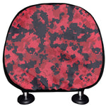Red And Black Digital Camo Pattern Print Car Headrest Covers